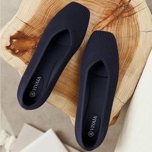 Vivaia Women’s Square-toe flats-Slip on, washable ballet flats. Navy